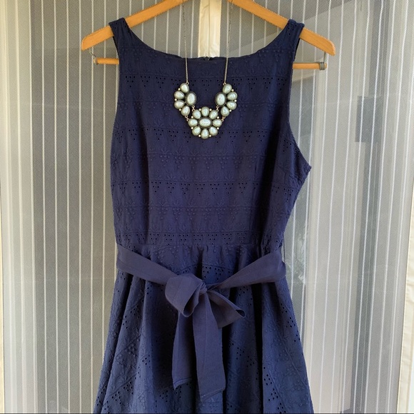 BB Dakota Dresses Bb Dakota Navy Blue Eyelet Lace Skater Style Mini